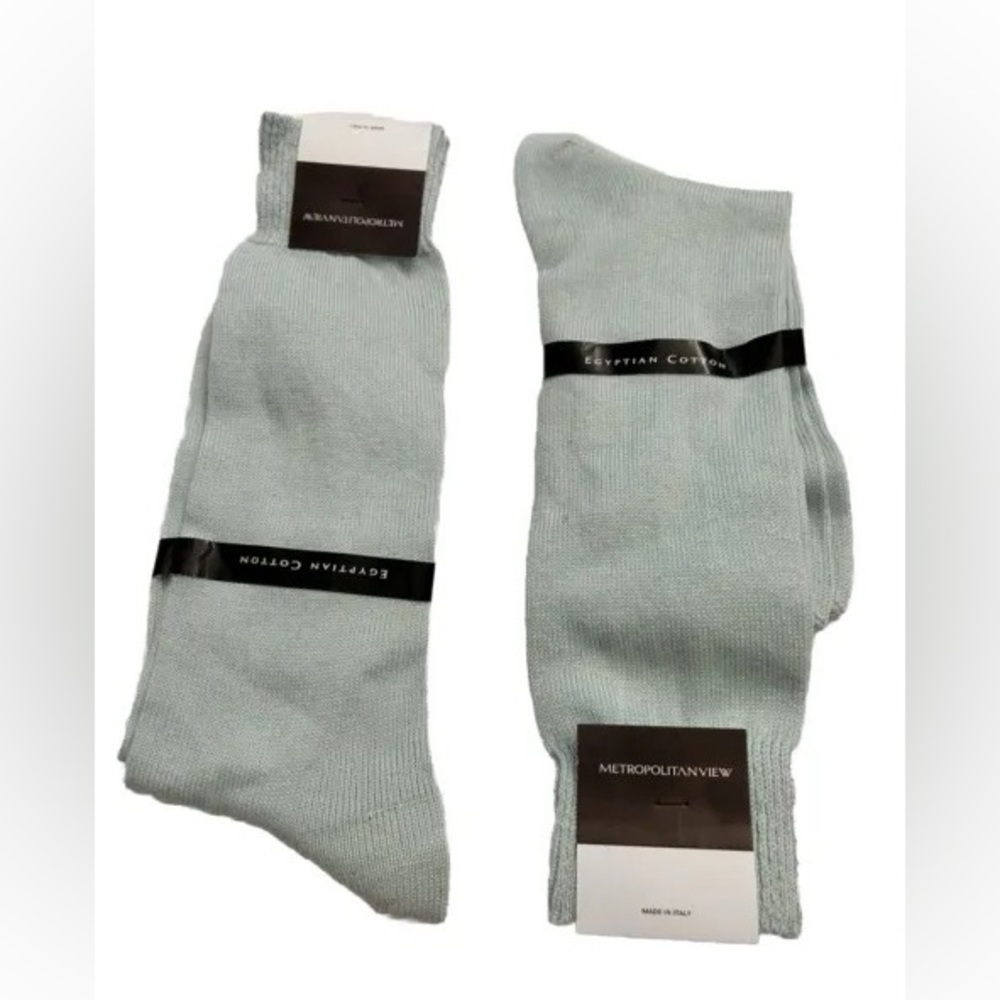 BLOOMINGDALES METROPOLITAN VIEW-2 EGYPTIAN COTTON SOCKS - LIGHT BLUE FITS 10-13